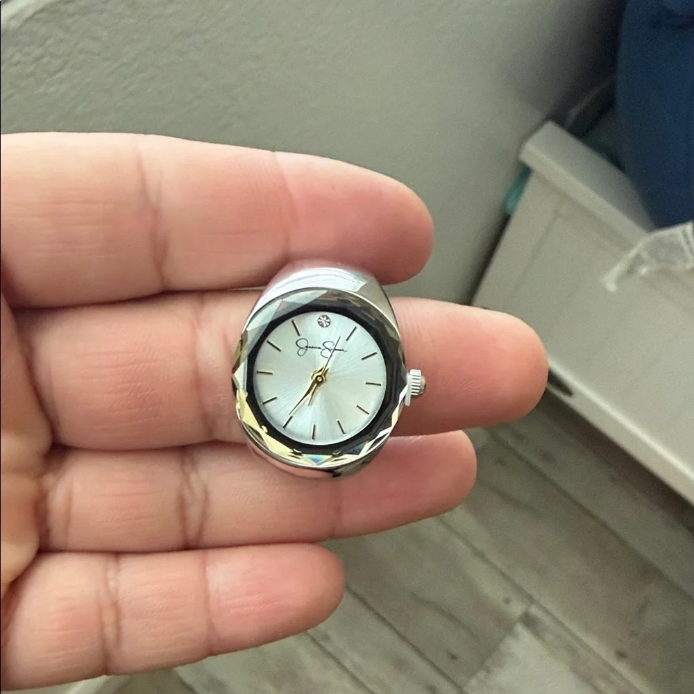 Jessica Simpson Silver-Tone Ring Watch